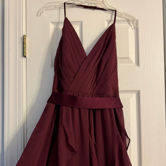WHITE by Vera Wang halter chiffon bridesmaid dress in Wine - Picture 3 of 8